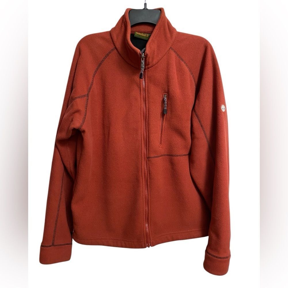Timberland Men's Full Zip High Neck Fleece Jacket Size L Burnt Orange Outdoor